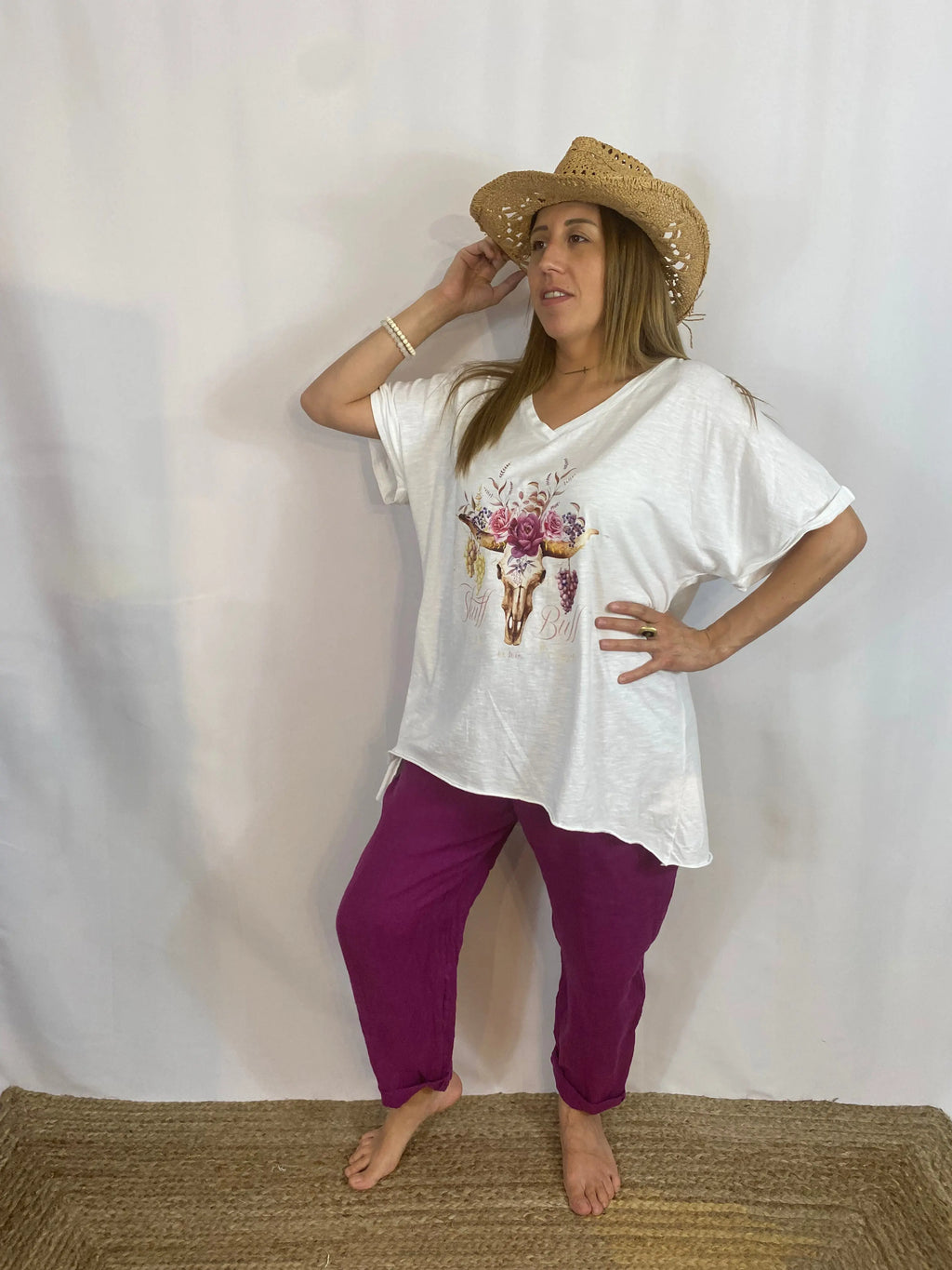 Pantalon lin grande taille M1 Mahana B Vente de vetement pour femme