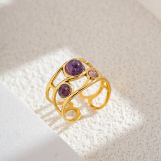 Bague 3 pierre naturelles A129 Mahana B