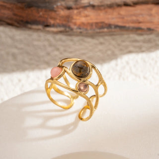 Bague 3 pierre naturelles A129 Mahana B