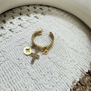 Bague charms croix A123 Mahana B