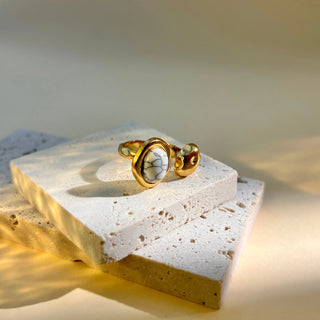 Bague pierre naturel doré A56 Mahana B