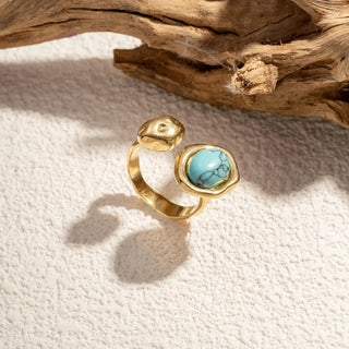 Bague pierre naturel doré A56 Mahana B