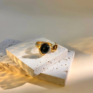 Bague pierre naturel doré A56 Mahana B