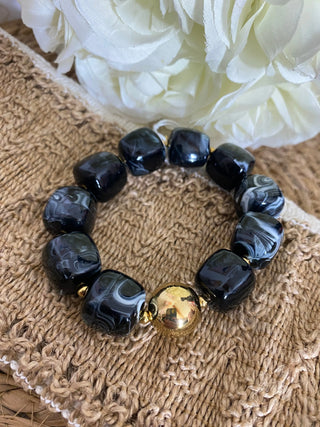 Bracelet grosse pierre A357 Mahana B Noir