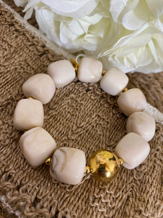 Bracelet grosse pierre A357 Mahana B Beige