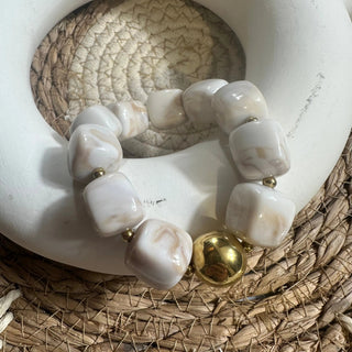 Bracelet grosse pierre A83 Mahana B Beige