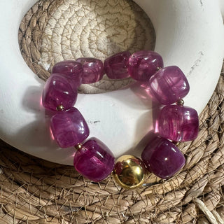 Bracelet grosse pierre A83 Mahana B Prune