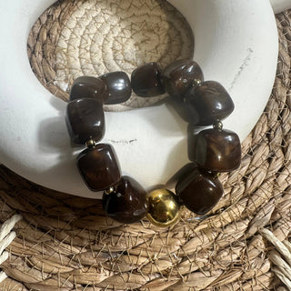 Bracelet grosse pierre A83 Mahana B Marron