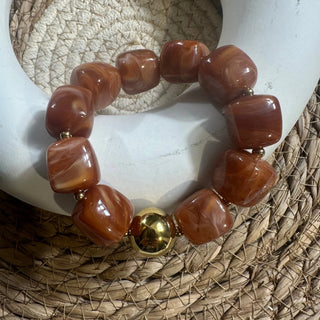 Bracelet grosse pierre A83 Mahana B Camel