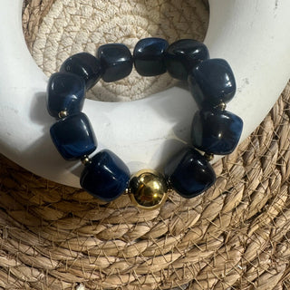 Bracelet grosse pierre A83 Mahana B Marine