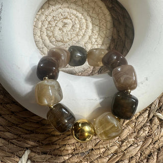 Bracelet grosse pierre A83 Mahana B Chocolat