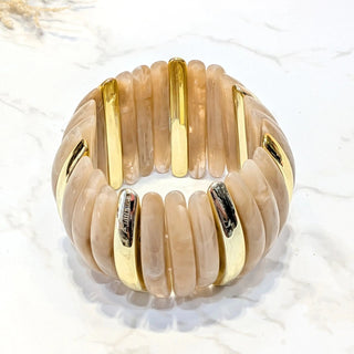 Bracelet jonc élastique vintage A44 Mahana B Beige