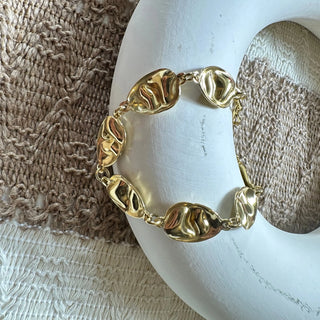 Bracelet martelé acier doré A86 Mahana B