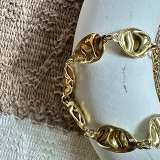 Bracelet martelé acier doré A86 Mahana B