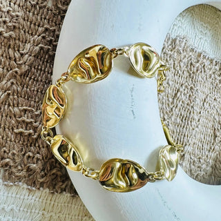 Bracelet martelé acier doré A86 Mahana B