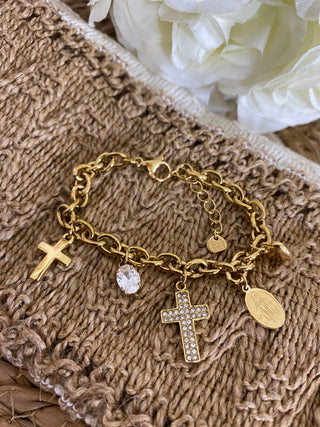 Bracelet pampilles croix A351 Mahana B Or