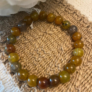 Bracelet pierre naturel A315 Mahana B Moutarde