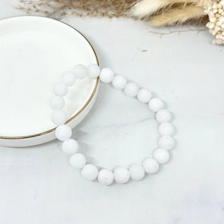 Bracelet pierre naturel uni A114 Mahana B Blanc