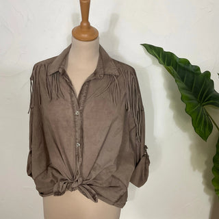 Chemise frange épaule V104 Mahana B Chocolat