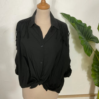Chemise frange épaule V104 Mahana B Noir