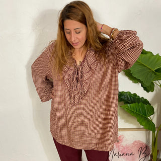 Chemise jabot carreau S210 Mahana B