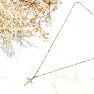 Collier croix coeur et zircon A50 Mahana B Or