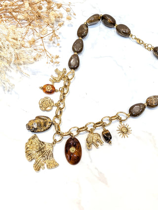 Collier pampille savane A51 Mahana B Chocolat