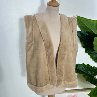 Gilet fourrure sans manche V142 Mahana B Beige