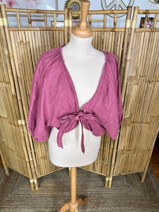 Gilet lin P129 Mahana B Prune