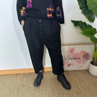 Pantalon loose avec bouton S270 Mahana B Noir