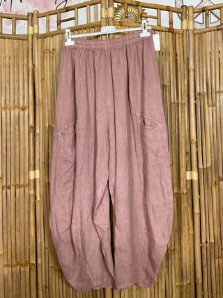 Pantalon loose lin M62 Mahana B Rose-poudré
