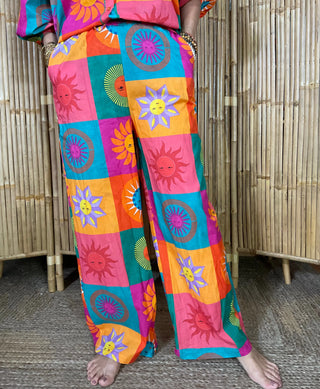 Pantalon motif soleil P140 Mahana B Orange