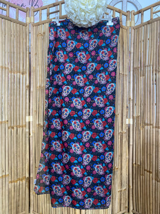 Pareo foulard coton indien A368 Mahana B Tête-de-mort