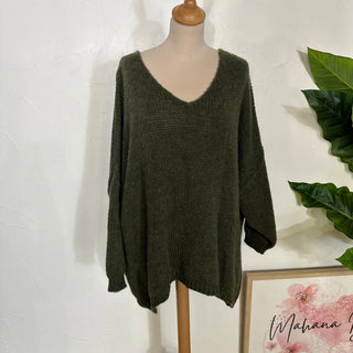 Pull loose col V  V176 Mahana B Kaki