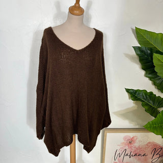 Pull loose col V  V176 Mahana B Chocolat