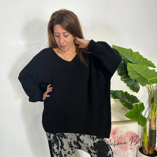 Pull loose col V  V176 Mahana B Noir