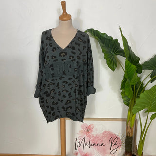 Pull loose léoapard S181 Mahana B Gris