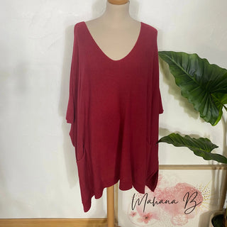 Pull loose sans manche V112 Mahana B Rouge foncé