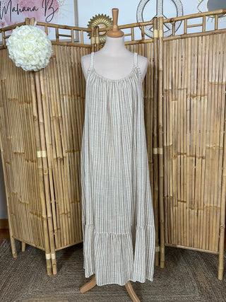 Robe bretelle rayé S134 Mahana B Camel