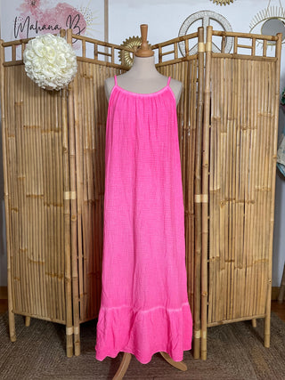 Robe gaze de coton bretelle P135 Mahana B Rose