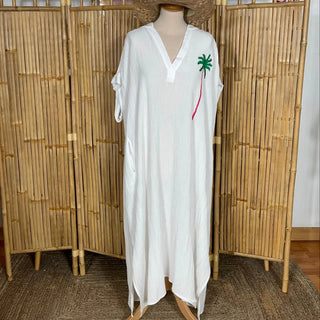Robe longue palmier P150 Mahana B Blanc