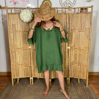 Robe tunique loose volantée M77 Mahana B Vert-olive