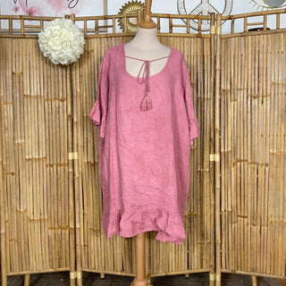 Robe tunique loose volantée M77 Mahana B Rose