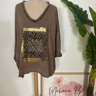 Sweat motif animal V98 Mahana B Chocolat