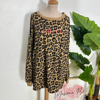 Sweat oversize léopard S245 Mahana B Camel