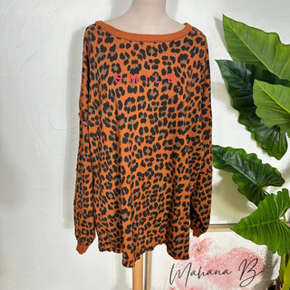 Sweat oversize léopard S245 Mahana B Rouille