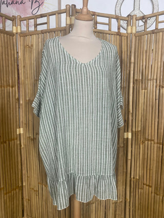 Tunique coton rayé S120 Mahana B Kaki