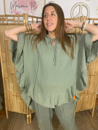 Tunique poncho en gaze de coton S109 Mahana B