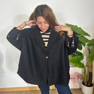 Veste laine bouclette V160 Mahana B Noir